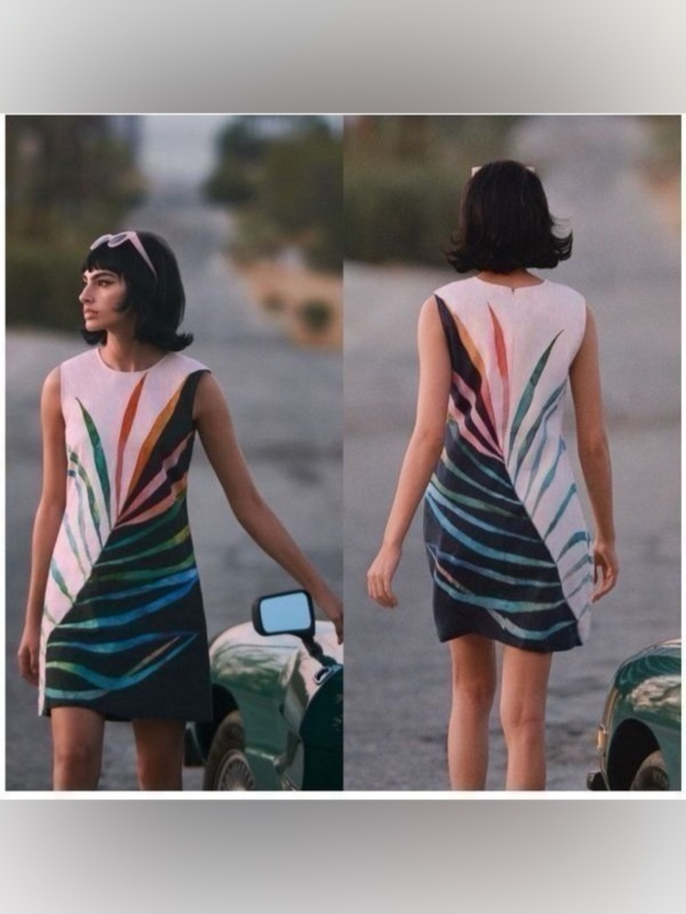 Anthro Conditions Apply Palm Frond Shift Linen Sleeveless Mini Dress NWT XL